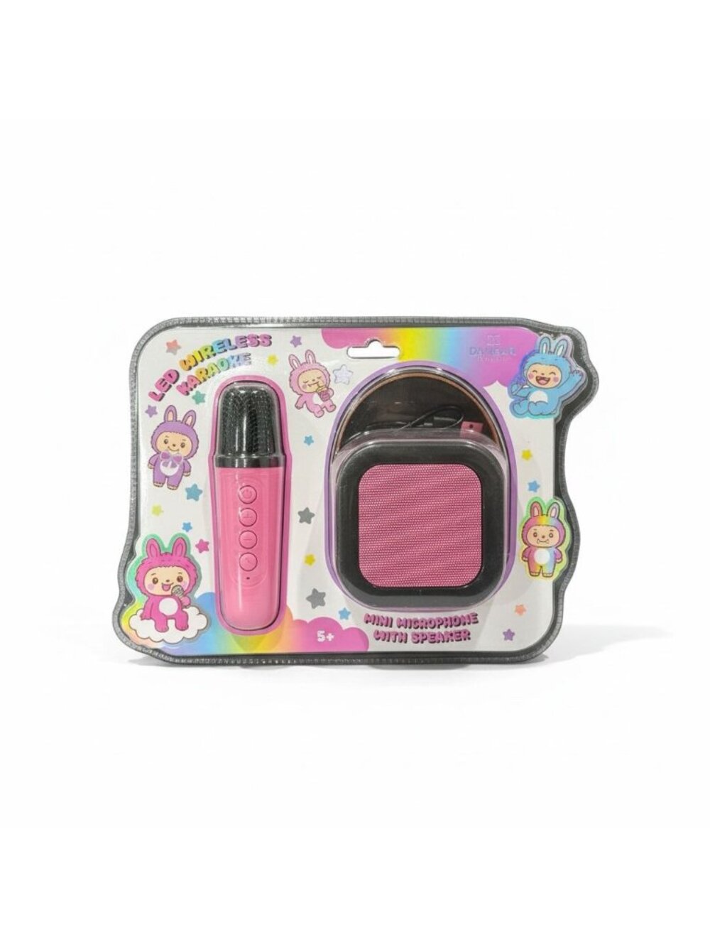 LED Mini Microphone & Speaker Set For Kids Pink USB Charging Age 5+ Danbar Globa